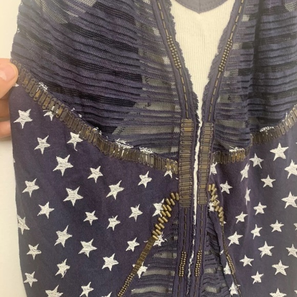 vintage Y2K Free People We The People Navy Stars & Bars Racerback Tank top - Picture 8 of 9